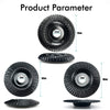 A set of precision wood carving discs for angle grinders, showing various sizes and shapes.