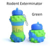 Green leakproof silicone sports water bottle with a textured, bubbly design.