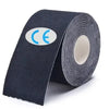 Rollo de cinta kinesiológica azul oscuro con marca CE en el empaque