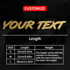 Graphique montrant les options de taille pour les autocollants de texte personnalisés : petit, moyen et grand avec leurs long