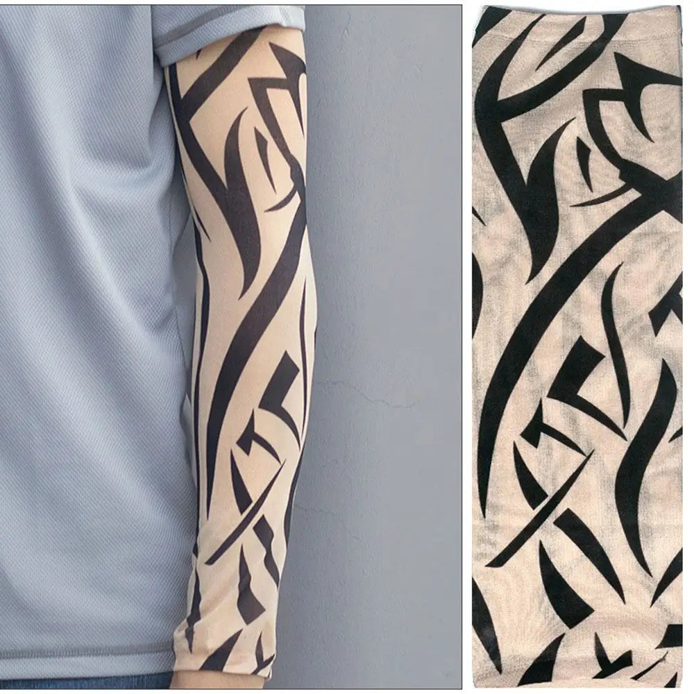 Cooling UV Protection Arm Sleeves with Tattoo Design
