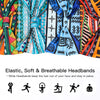 Colorful elastic headbands for workout and yoga featuring various patterns and designs.