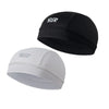 A black cycling cap and a light gray cycling cap are shown side by side.