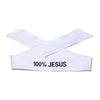 Bandeau en tissu blanc avec l'inscription 100% JÉSUS.