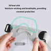 A hand is holding an adjustable silicone patellar strap, showing the 3D sweat guide microgrooves on the device.