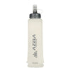 A clear silicone water bottle with a sports cap is shown against a white background.