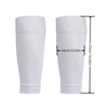 A pair of white non-slip silicone sports socks shown standing upright with dimensions marked.