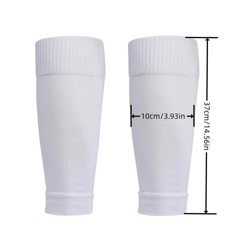 A pair of white non-slip silicone sports socks shown standing upright with dimensions marked.