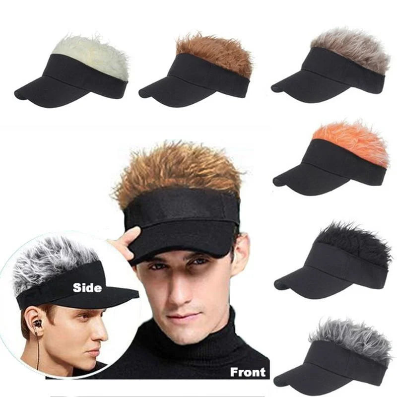 Adjustable Sun Visor with Realistic Hair Strands