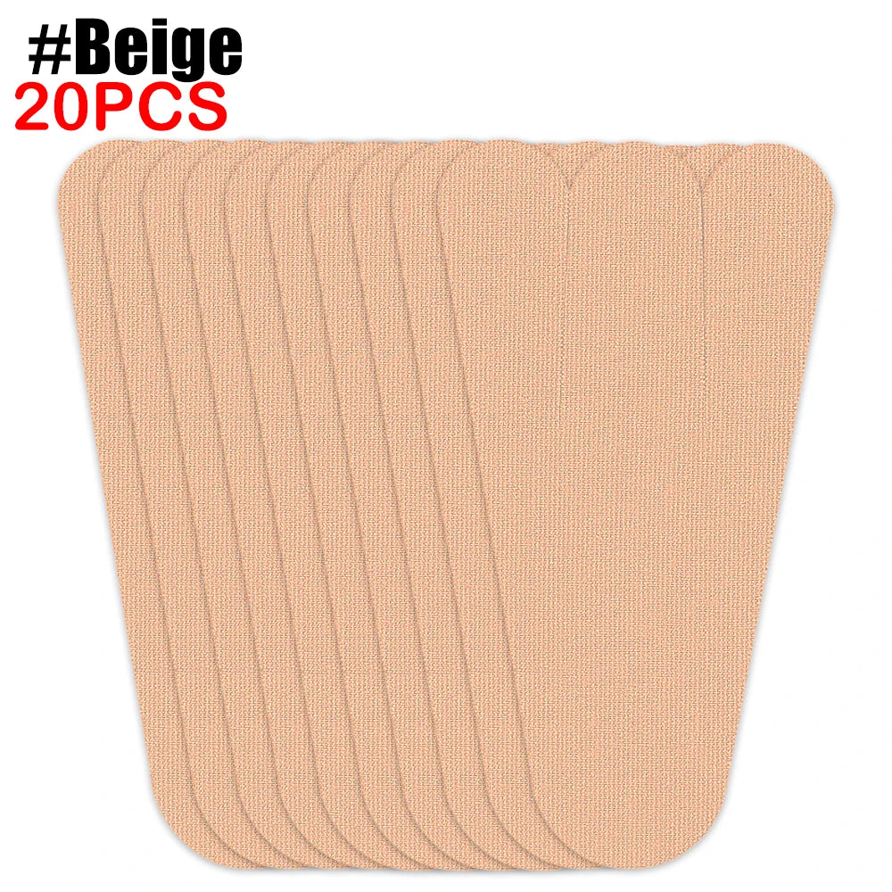 A stack of 20 beige precut kinesiology tapes for foot and joint support.