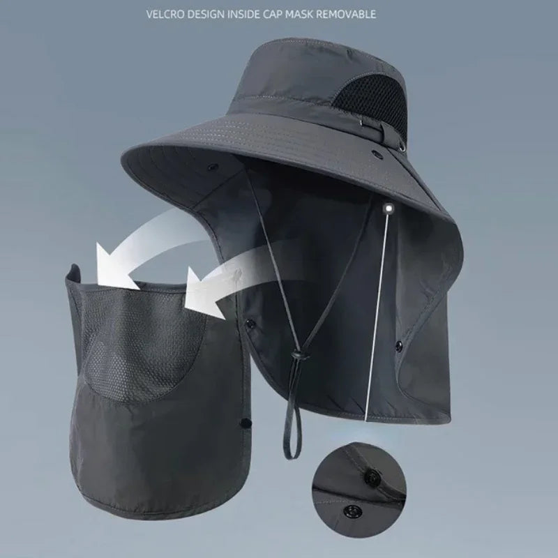 UPF 50+ Wide Brim Sun Hat with Detachable Face Mask