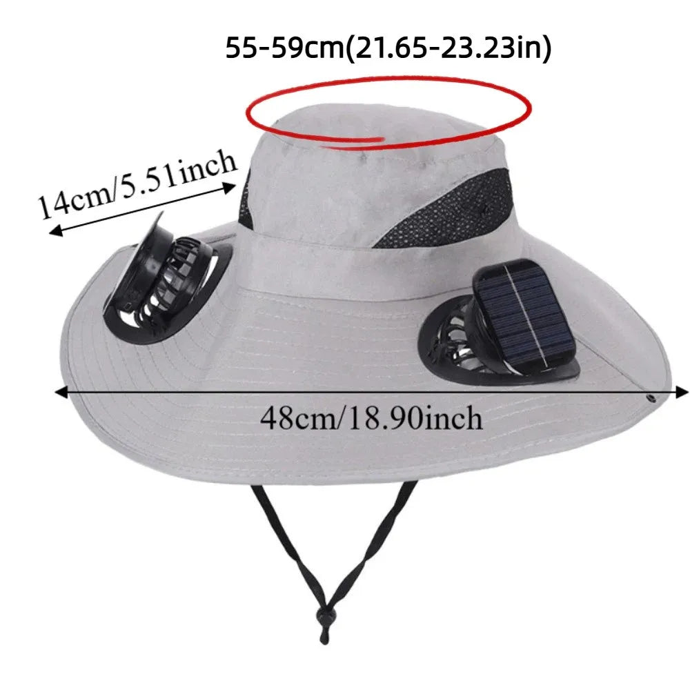 Solar-Powered Cooling Fan Hat with UV Protection