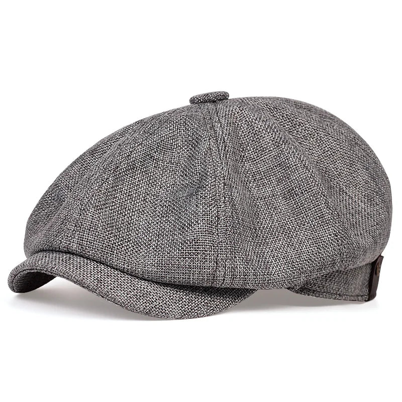 Unisex Linen Newsboy Cap – Retro Octagonal Beret