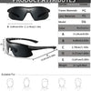 Un ensemble de lunettes de soleil sportives noires avec diverses options de monture et de lentilles, adaptées à différentes f