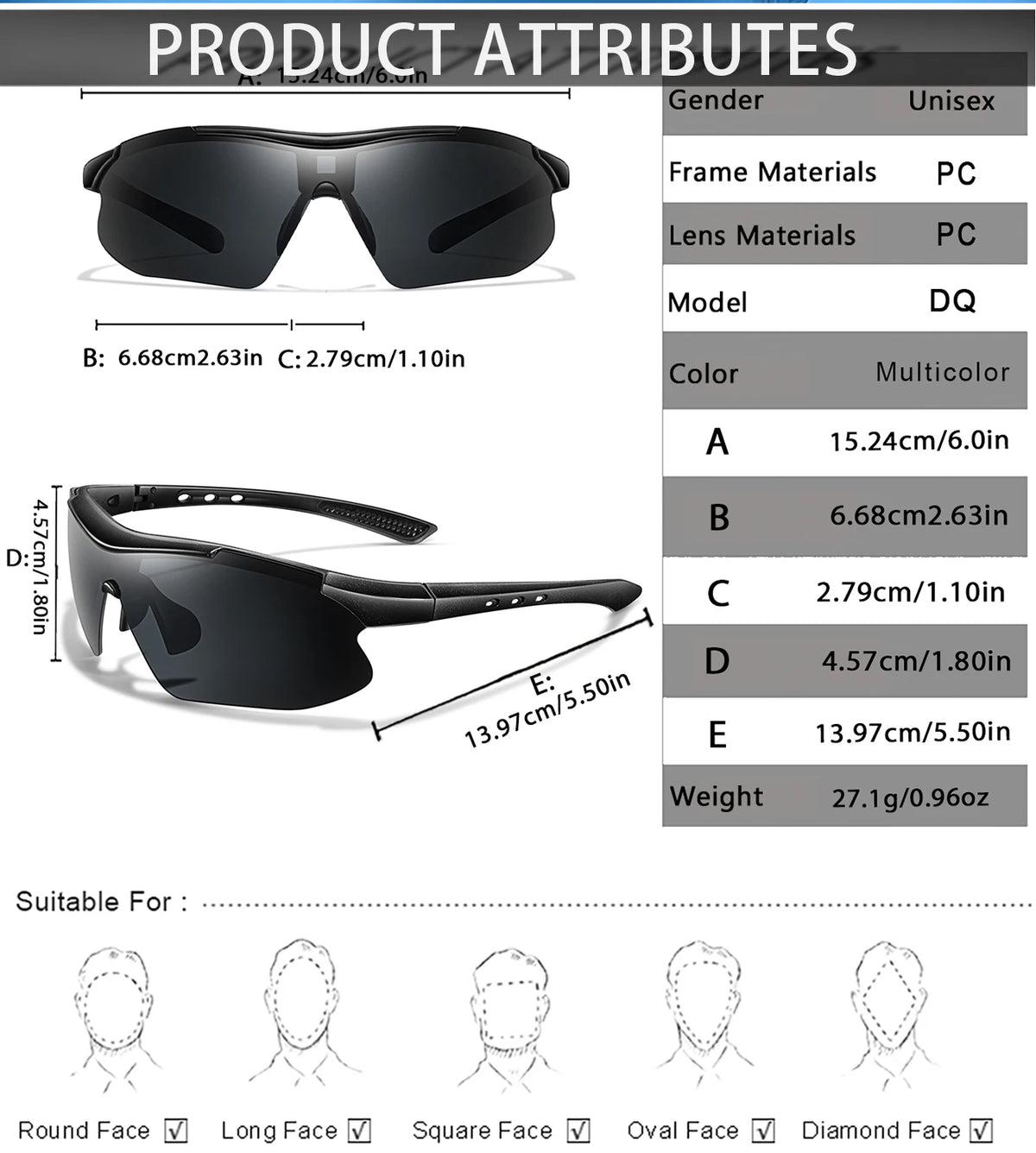 Un ensemble de lunettes de soleil sportives noires avec diverses options de monture et de lentilles, adaptées à différentes f