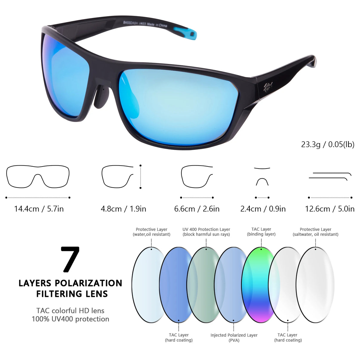 Polarized Sports Sunglasses for Fishing, Driving & Outdoor Activities