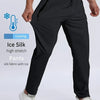 Black Ice Silk high stretch pants worn by a man, showing the fit and fabric.