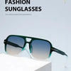 Double Bridge Square Aviator Sunglasses - Retro UV400 Protection for Men and Women