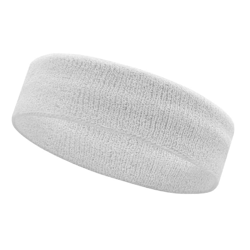 White moisture-wicking athletic headband shown from the side.