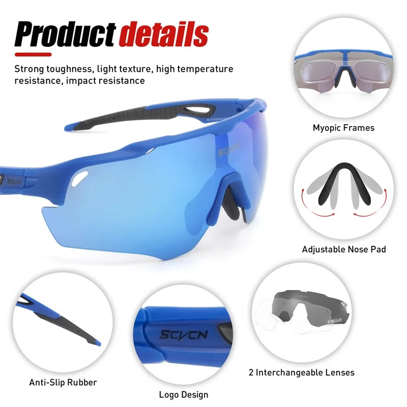 Polarized Sport Sunglasses with 3 Interchangeable Lenses