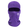 Violette atmungsaktive Vollgesichts-Balaclava/Skimaske mit weißem Kreuzdesign