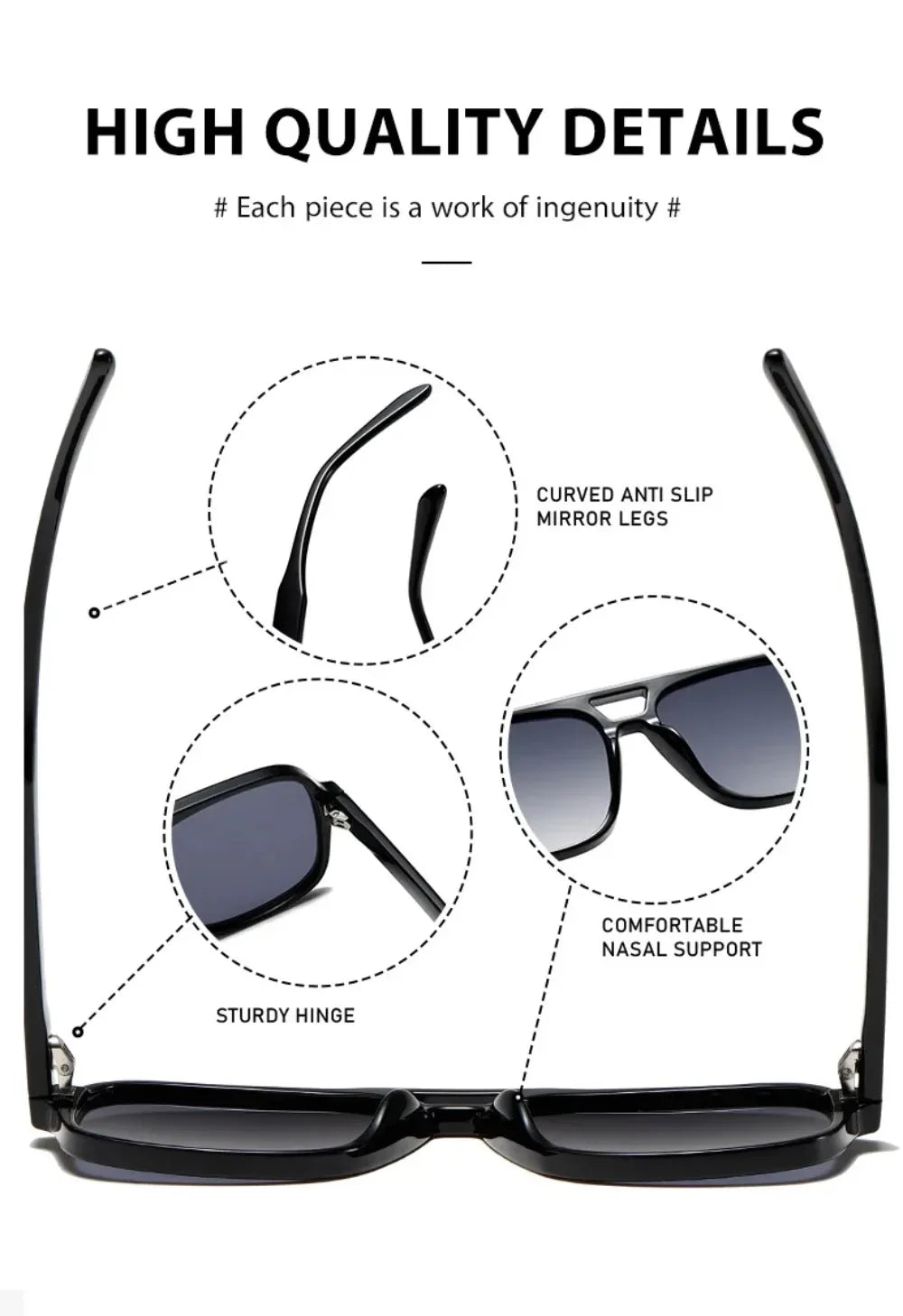 Double Bridge Square Aviator Sunglasses - Retro UV400 Protection for Men and Women