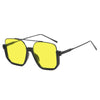 Yellow UV400 double beam sunglasses with black frames