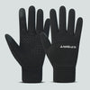 A pair of black sports football gloves for outdoor activities shown against a light gray background.
