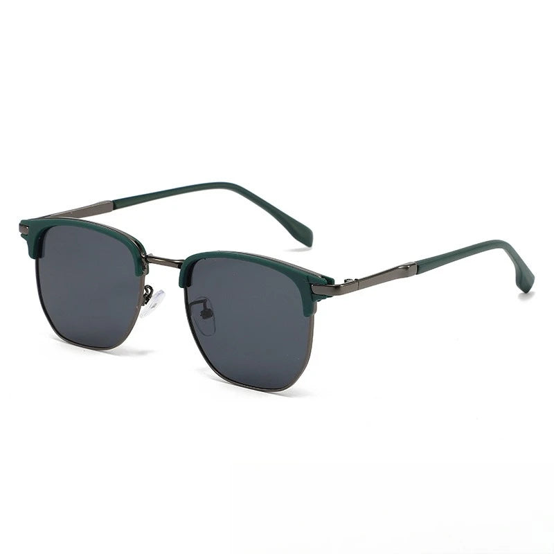 Vintage Half-Frame Sunglasses with UV400 Protection