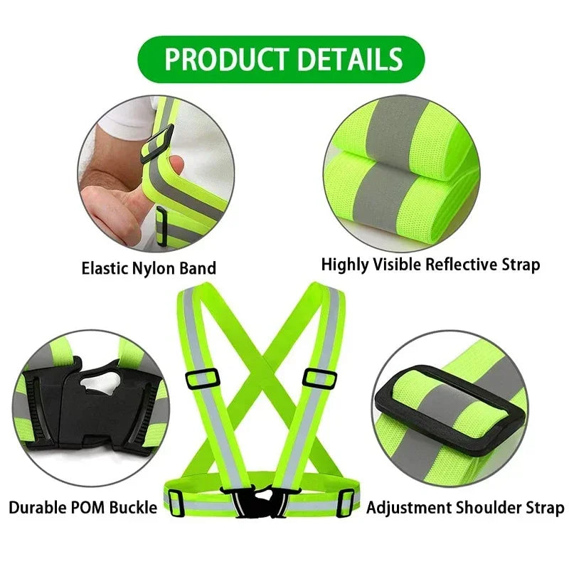 Adjustable Reflective Safety Vest for Night Running and Cycling