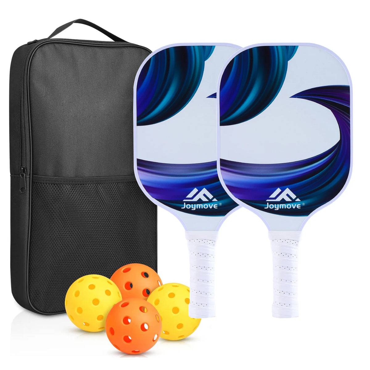 2-Piece Fiberglass Pickleball Paddle Set with 4 Balls for Beginners