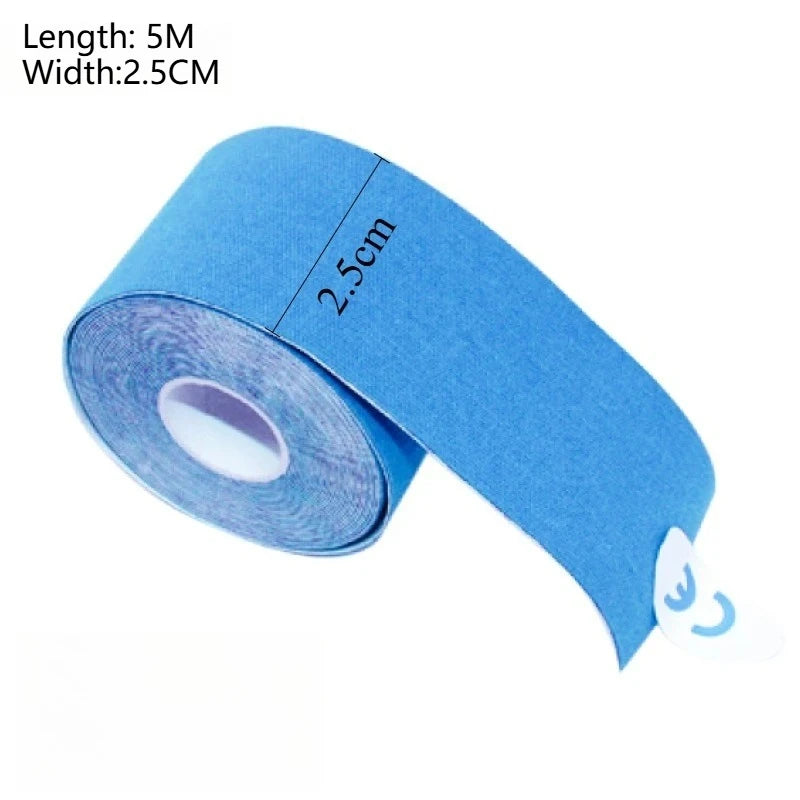 Roll of blue kinesiology tape with a width of 2.5cm