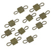 A multi-pack of tactical antenna binding buckles in a muted olive green color.