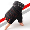 Black performance weightlifting grip gloves shown on a hand against a white background.