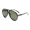 Braunrahmen-Pilot-Sonnenbrille mit grünem Farbverlauf