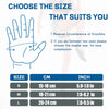 Diagram showing how to choose the correct size for a thumb joint stabilizer brace by measuring knuckle circumference.