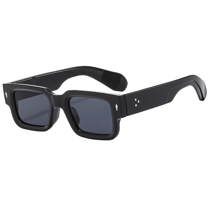 Black men's rivet anti-light sunglasses with thick frames and dark lenses