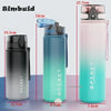 A gradient insulated sports water bottle shown in various sizes and angles.