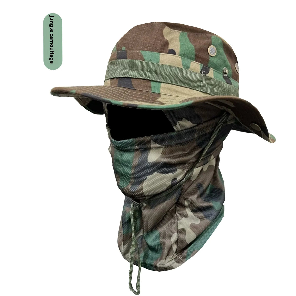 Camouflage Boonie Hat with Attached Face Mask