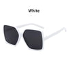 White vintage oversized retro sunglasses with black lenses