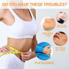 A woman demonstrates the use of a Breathable Abdominal Comfort Patch for issues like moisture retention, excess fat, and flat