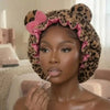 Leopard Print Plush Hair Wrap Headband with Bowknot