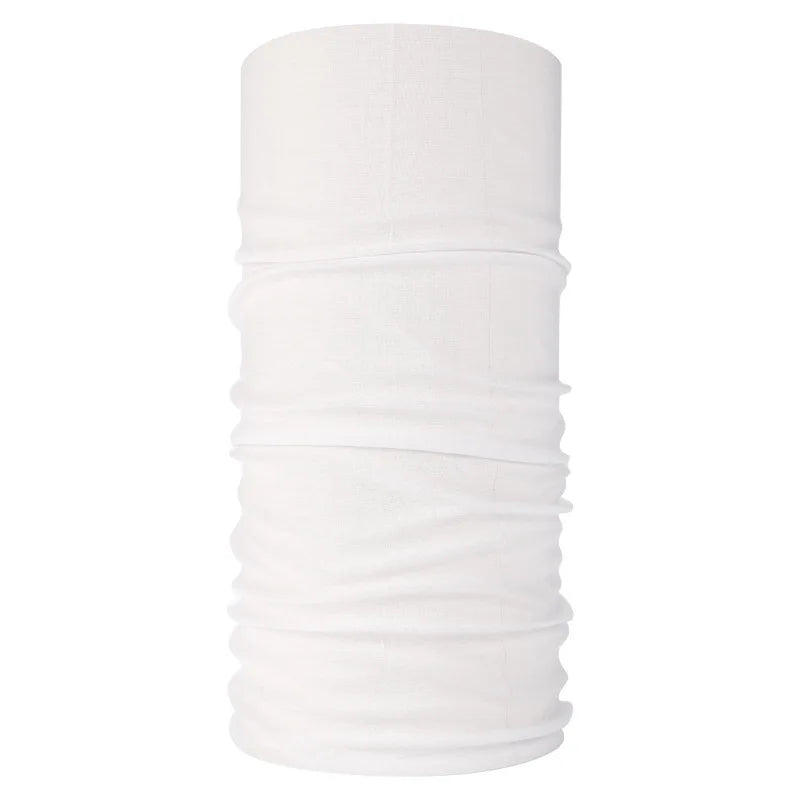 White seamless fabric headband or balaclava rolled up vertically