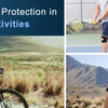 Image showing people engaging in daily activities like cycling and tennis, demonstrating effortless knee protection.
