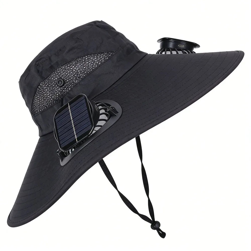 Solar-Powered Cooling Fan Hat with UV Protection