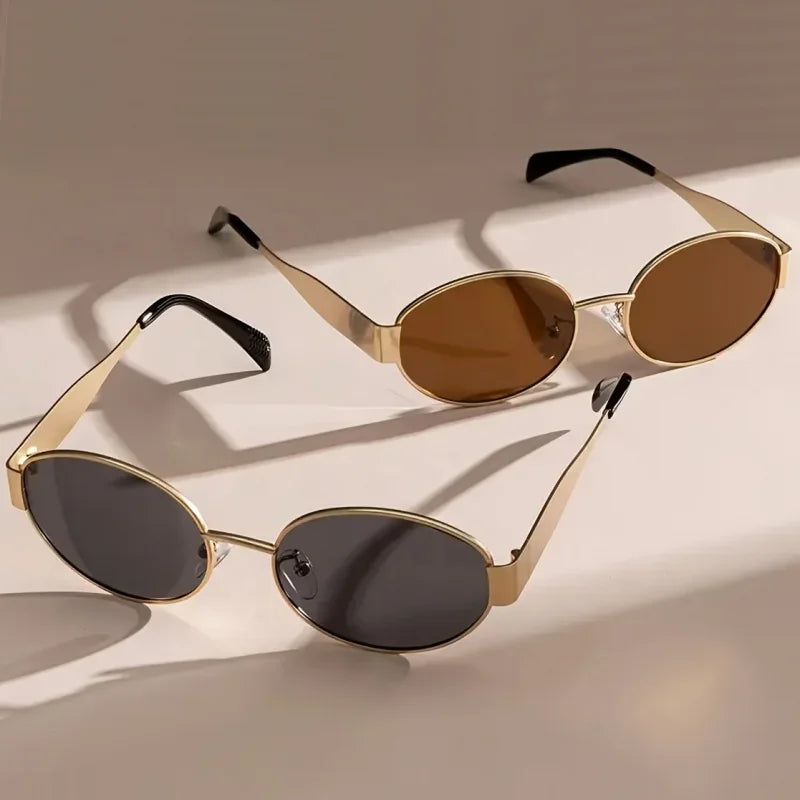 Classic Oval Metal Sunglasses with UV400 Protection