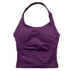 A purple seamless performance yoga and gym tank top.