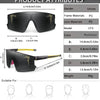 A set of black cycling sunglasses with various frame sizes and lens options for different face shapes