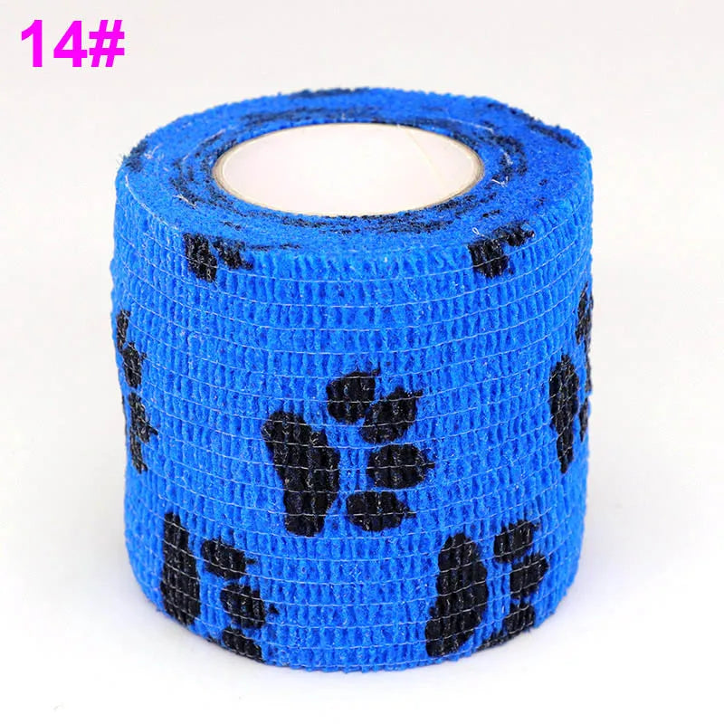 Blue elastic bandage tape with a black fruit pattern for joints