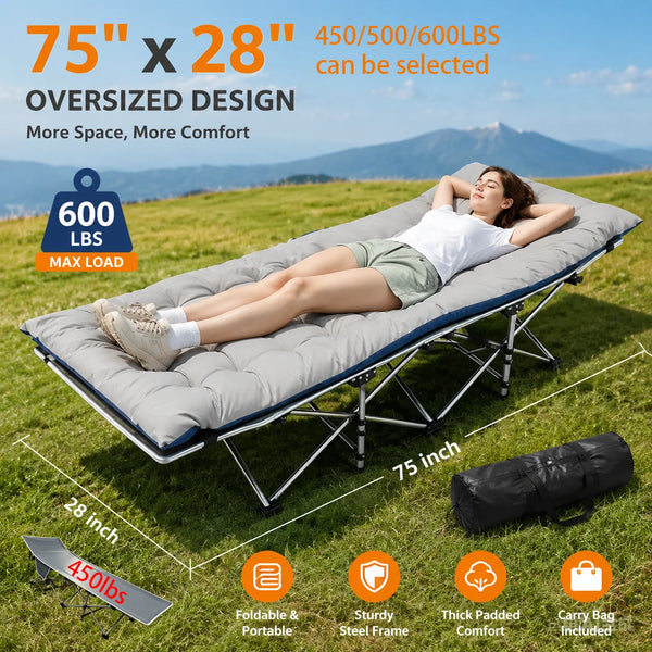 Portable Folding Camping Cot with Padded Mattress